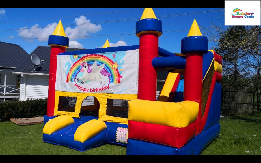 unicorn happy birthday bouncy castle for hire
